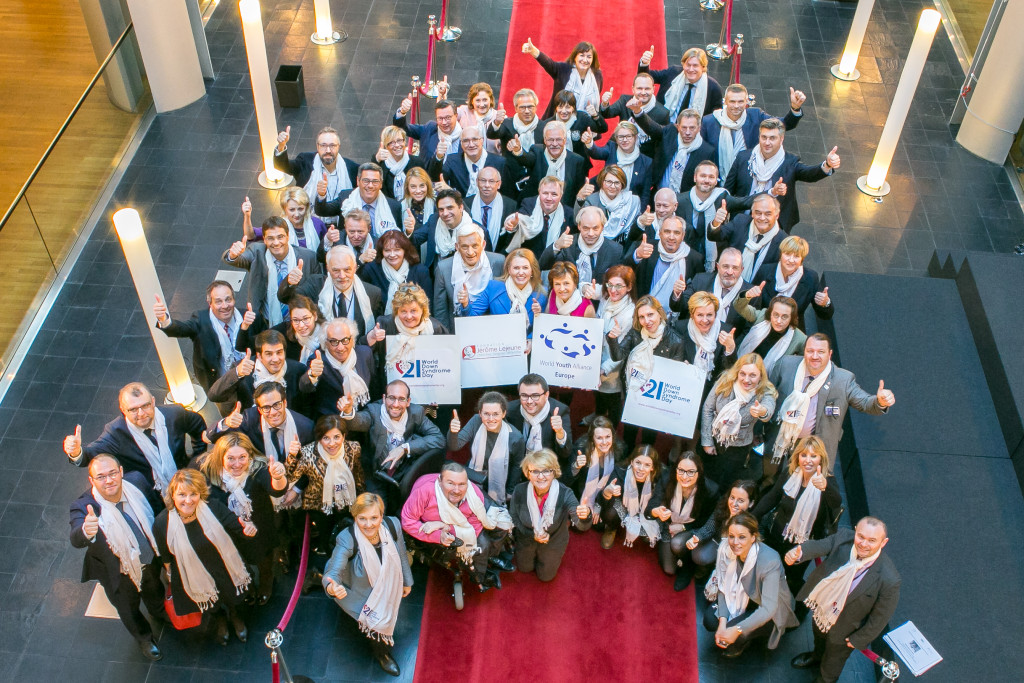Members of the European Parliament with World Youth Alliance Staff supporting World Down Syndrome Day