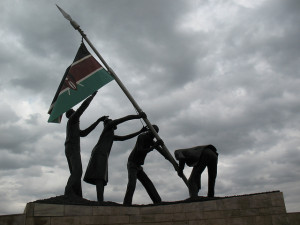 Raising the Kenyan Flag. Courtesy: Aaron Knox, Flikr, "Raising the Flag".